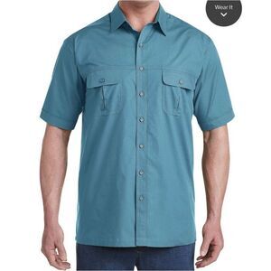 6XL Harbor Bay Co-Pilot Men’s Blue Ocean Collared Casual Button Up Sport Shirt
